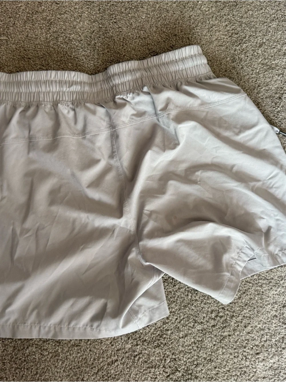 Light Gray Elastic Waist Drawstring Shorts